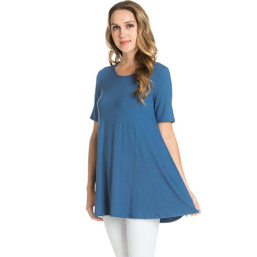 ATP-2268RS Short Sleeve A-Line Tunic | Made in USA | Azules Wholesale