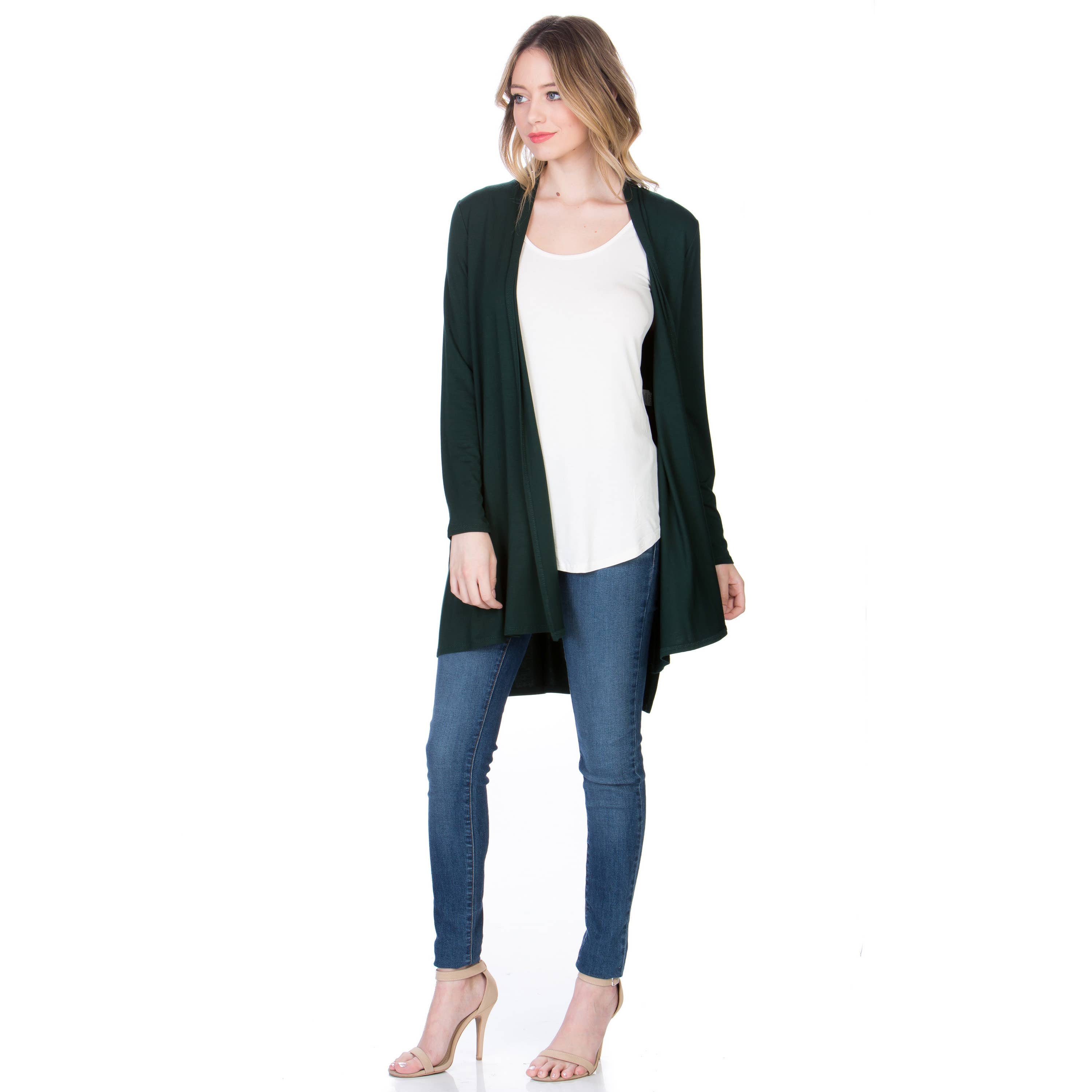 AJK-3004RS High Low Slit Long Sleeve Cardigan | Made in USA | Azules Wholesale