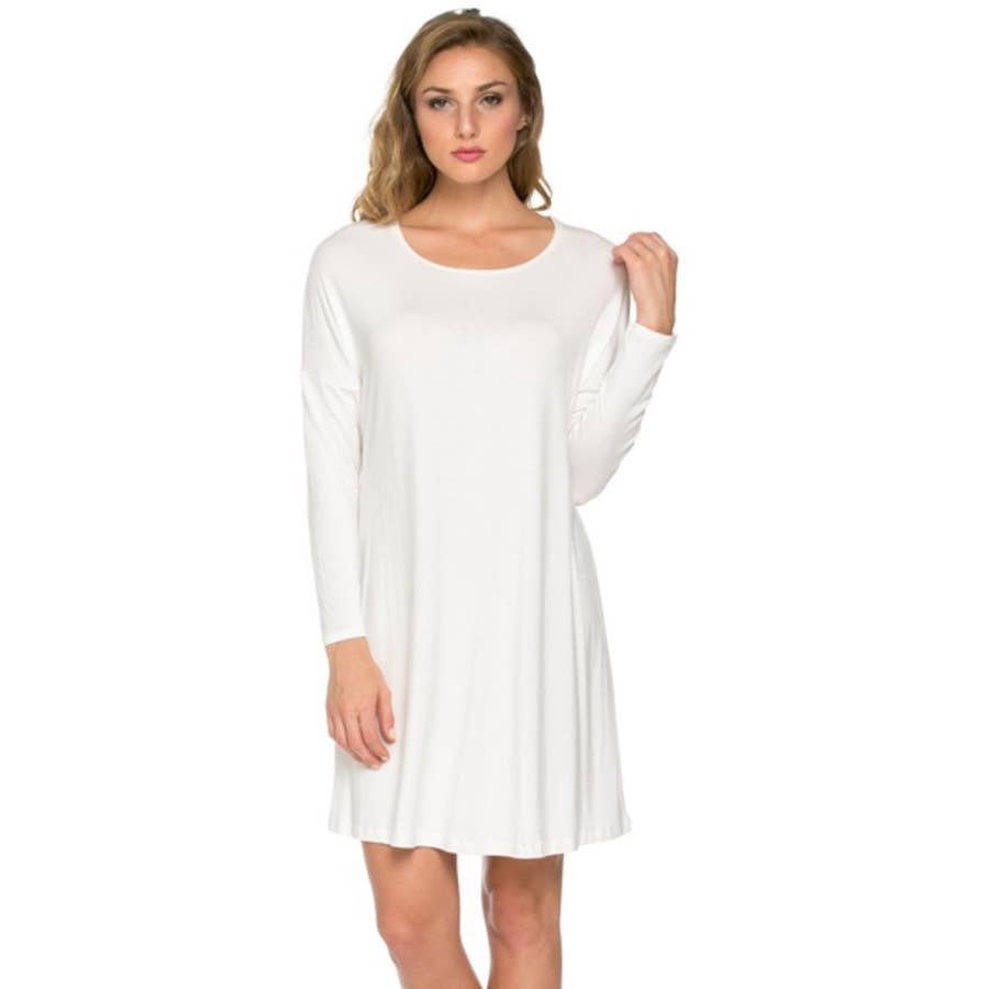 ADS-8225RS Long Sleeve Above The Knee Loose Fit Tunic Dress | Made in USA | Azules Wholesale