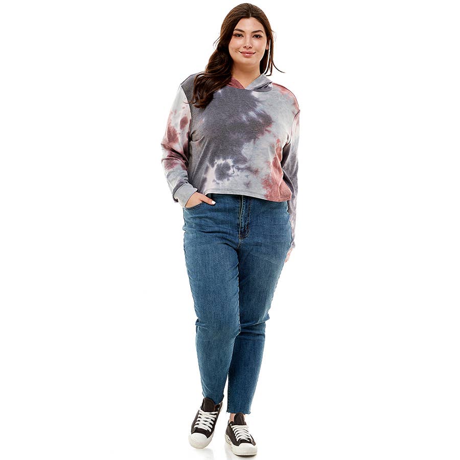 ATP-2332FTX-Plus Size Women's Hooded Long Sleeves Tie Dye to | Made in USA | Azules Wholesale