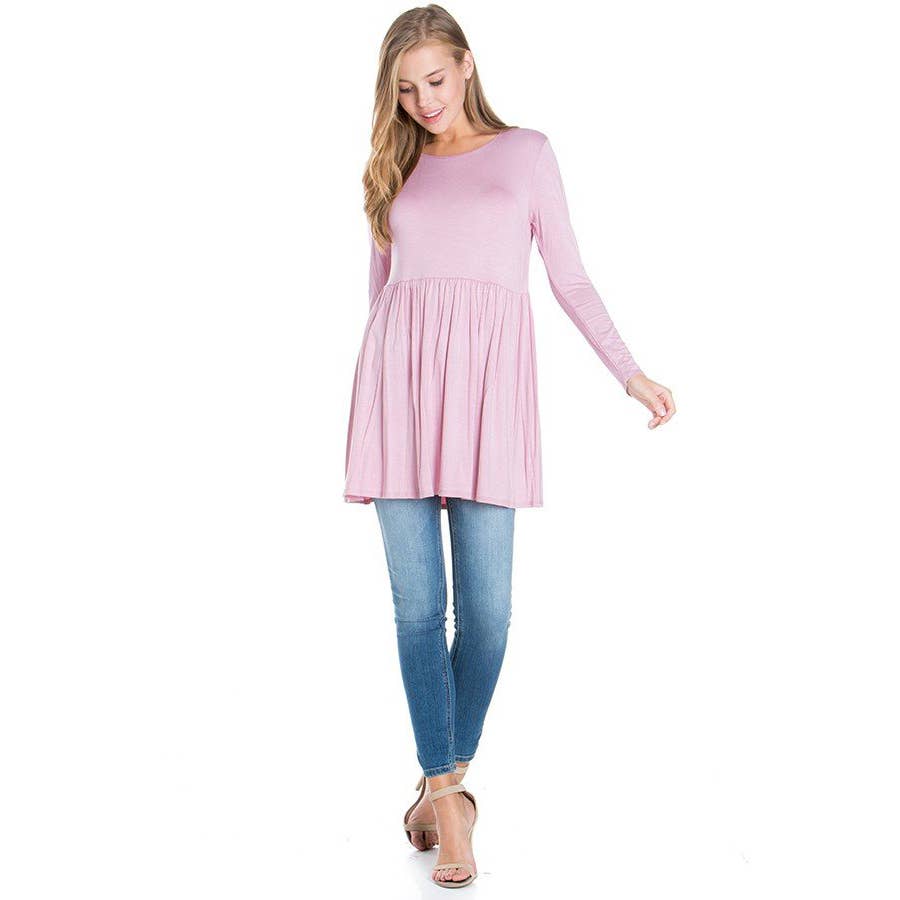 ATP-2271RS Long Sleeve Ruffle Hem Tunic | Made in USA | Azules Wholesale