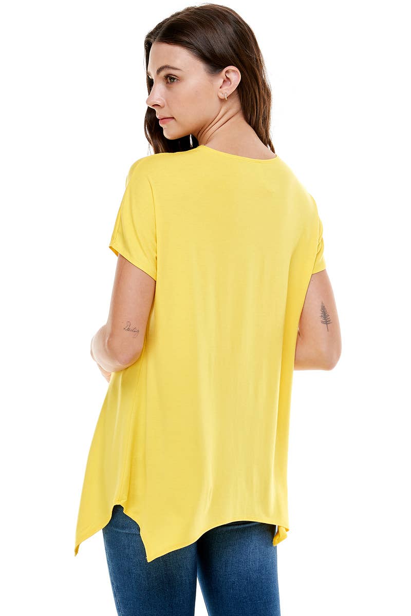 ATP-2307RS Cap Sleeve Basic Asymmetric Tunic | Made in USA | Azules Wholesale