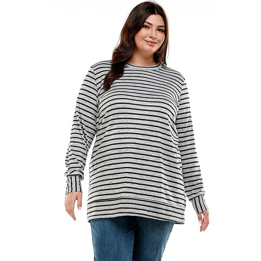 ATP-2301HCX-Plus Size Long Sleeve Pullover Sweater Tunic | Made in USA | Azules Wholesale