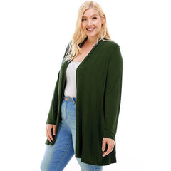 AJK-3001RSX Plus Size Long Sleeve Open Front Drape Cardigan | Made in USA | Azules Wholesale