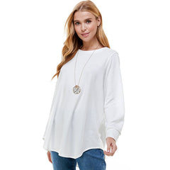 ATP-2321FT-Women's Oversized Long Sleeve Crew Neck Tunic | Made in USA | Azules Wholesale