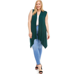 AJK-2071RSX Plus Size Women's Vest Sleeveless Flyaway Cardigan | Made in USA | Azules Wholesale