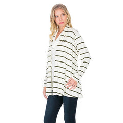 AJK-3003RS-STRIPE CASUAL CARDIGAN | Made in USA | Azules Wholesale