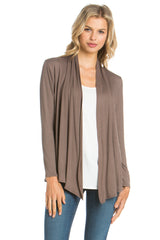 2057RS | Long Sleeve Open Front Drape Solid  Cardigan | Made in USA