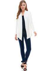 2057RS | Long Sleeve Open Front Drape Solid  Cardigan | Made in USA