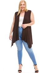 2071RSX- PLUS SIZE Women's Sleeveless Open Front Cardigan | Made in USA | Azules Wholesale