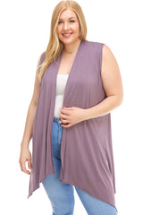 2071RSX- PLUS SIZE Women's Sleeveless Open Front Cardigan | Made in USA | Azules Wholesale