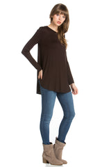 2270RS - Crew Neck Long Sleeve Top with Curved Hem | Made in USA | Azules Wholesale