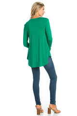 2270RS - Crew Neck Long Sleeve Top with Curved Hem | Made in USA | Azules Wholesale