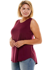 2308RSX | AZULES Women's Plus Size Solid Casual Sleeveless Top | Made in USA