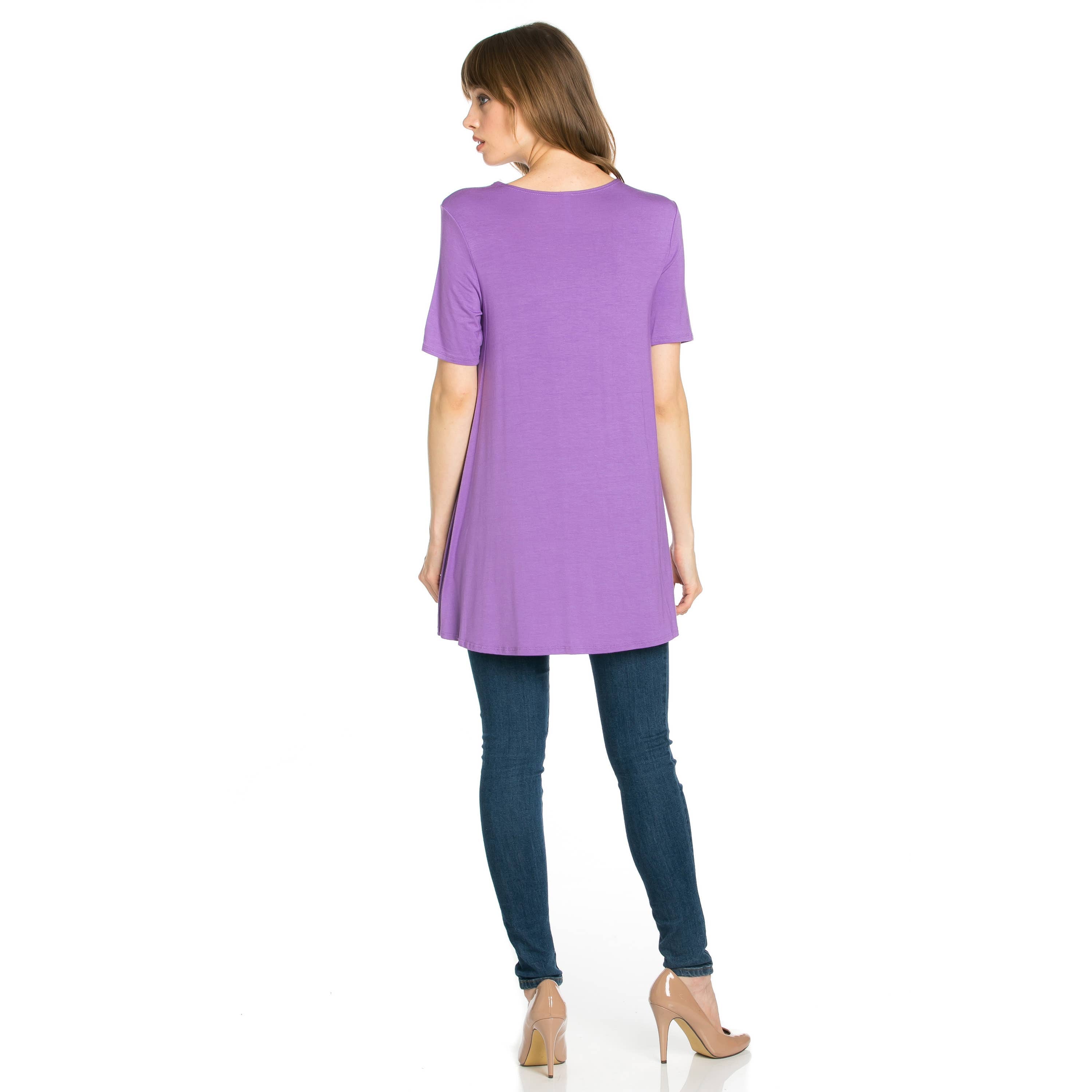 ATP-2268RS Short Sleeve A-Line Tunic | Made in USA | Azules Wholesale