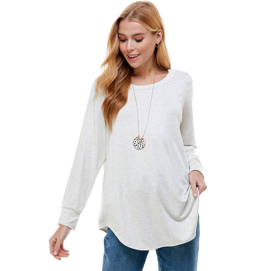 ATP-2321FT-Women's Oversized Long Sleeve Crew Neck Tunic | Made in USA | Azules Wholesale