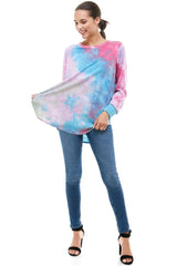 ATP-2321FT-A08 Tie Dye Oversized Long Sleeve Crew Neck Tunic | Made in USA | Azules Wholesale