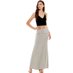 ASK-9001RS-Women's Stripe Comfort Maxi Skirt | Made in USA | Azules Wholesale