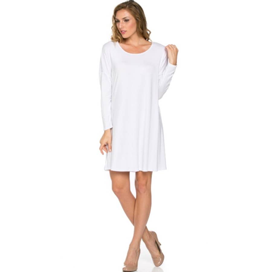 ADS-8225RS Long Sleeve Above The Knee Loose Fit Tunic Dress | Made in USA | Azules Wholesale