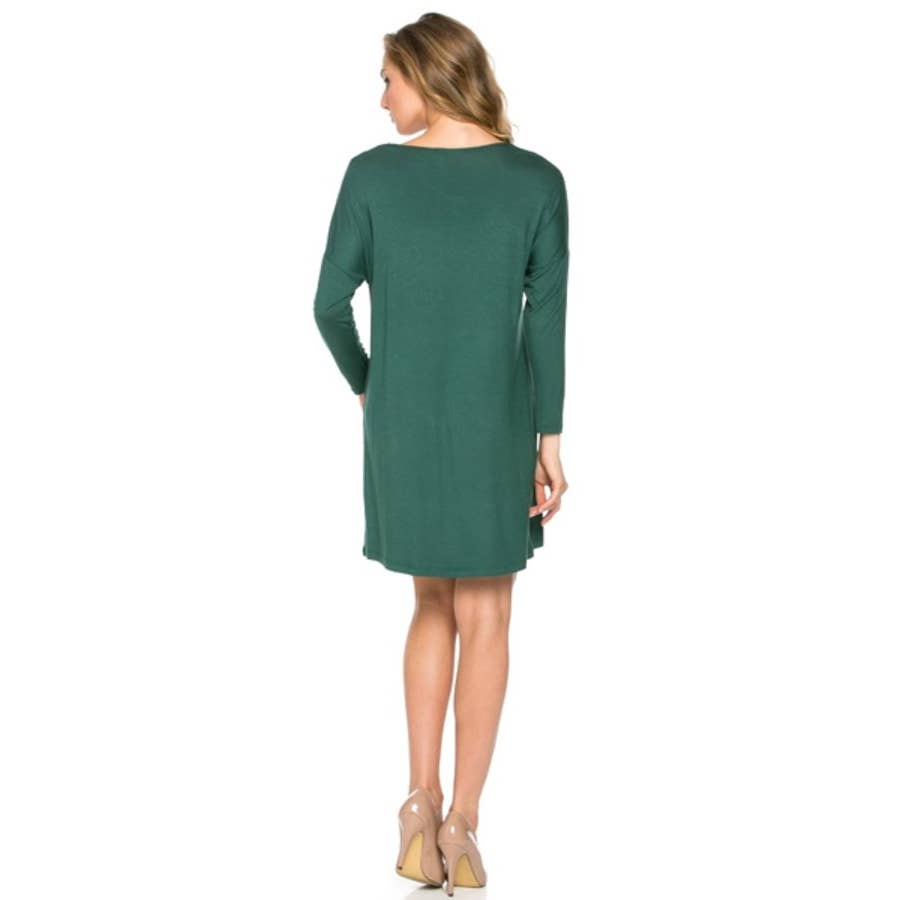 ADS-8225RS Long Sleeve Above The Knee Loose Fit Tunic Dress | Made in USA | Azules Wholesale