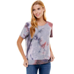 ATP-2328FT-Women's French Terry Tie Dye Top with Band | Made in USA | Azules Wholesale