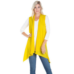 AJK-2071PR-Soft Brushed Ribbed Sleeveless Duster Cardigan | Made in USA | Azules Wholesale