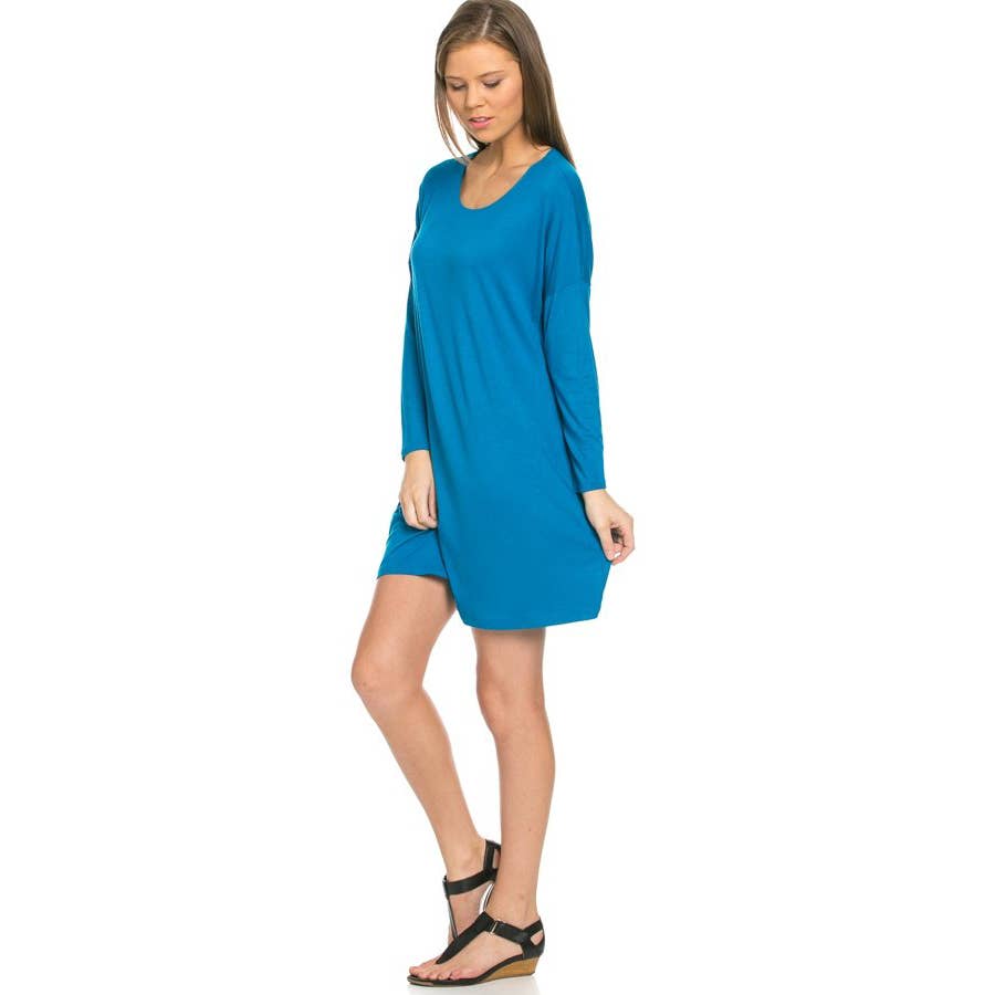 ADS-8225RS Long Sleeve Above The Knee Loose Fit Tunic Dress | Made in USA | Azules Wholesale