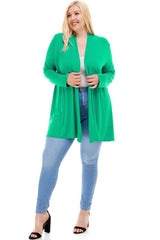 AJK-3001RSX Plus Size Long Sleeve Open Front Drape Cardigan | Made in USA | Azules Wholesale