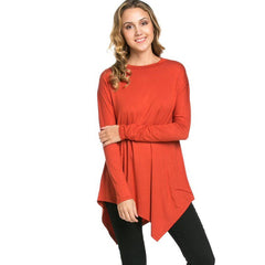 ATP-2262RS Asymmetric Crew Neck Long Sleeve Tunic | Made in USA | Azules Wholesale