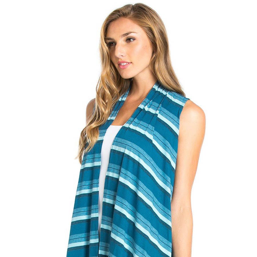 AJK-2071PR- Multi Print Sleeveless Cardigan Vest | Made in USA | Azules Wholesale