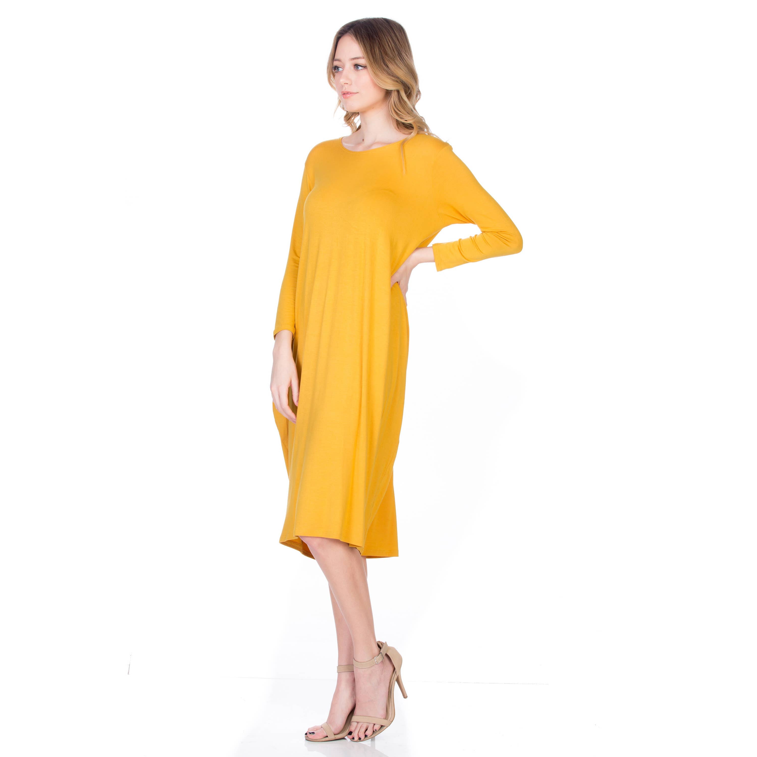 ADM-8255RS 3/4 Sleeve Midi Dress | Made in USA | Azules Wholesale