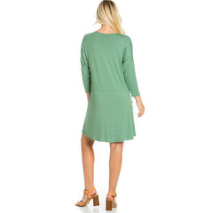 ADS-8257RS 3/4 Sleeve Dress With Pockets | Made in USA | Azules Wholesale