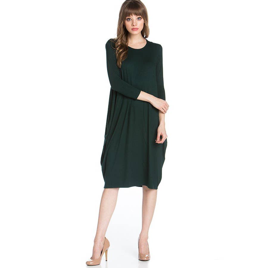 ADM-8255RS 3/4 Sleeve Midi Dress | Made in USA | Azules Wholesale