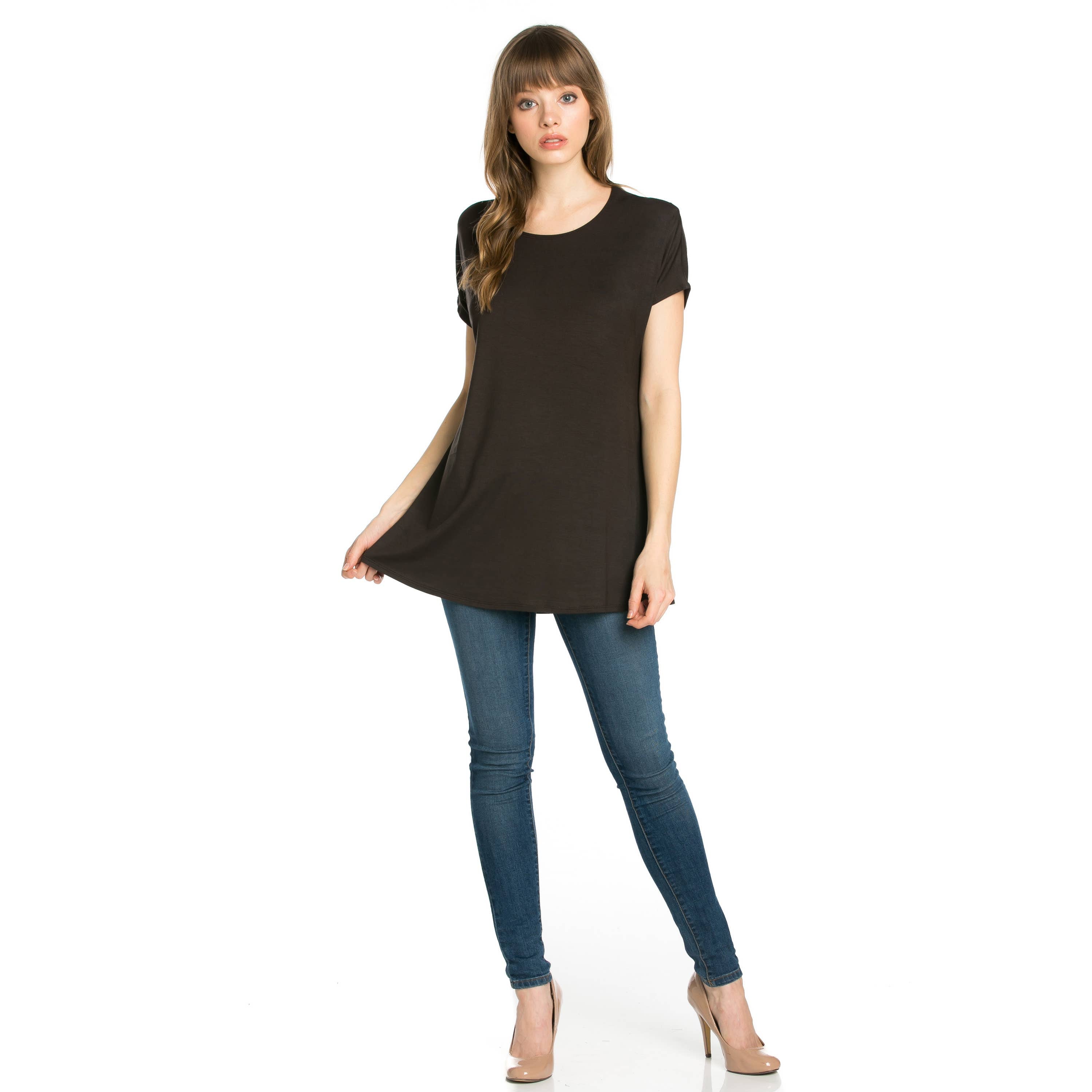 ATP-2277RS Basic Cap Sleeve Tunic | Made in USA | Azules Wholesale