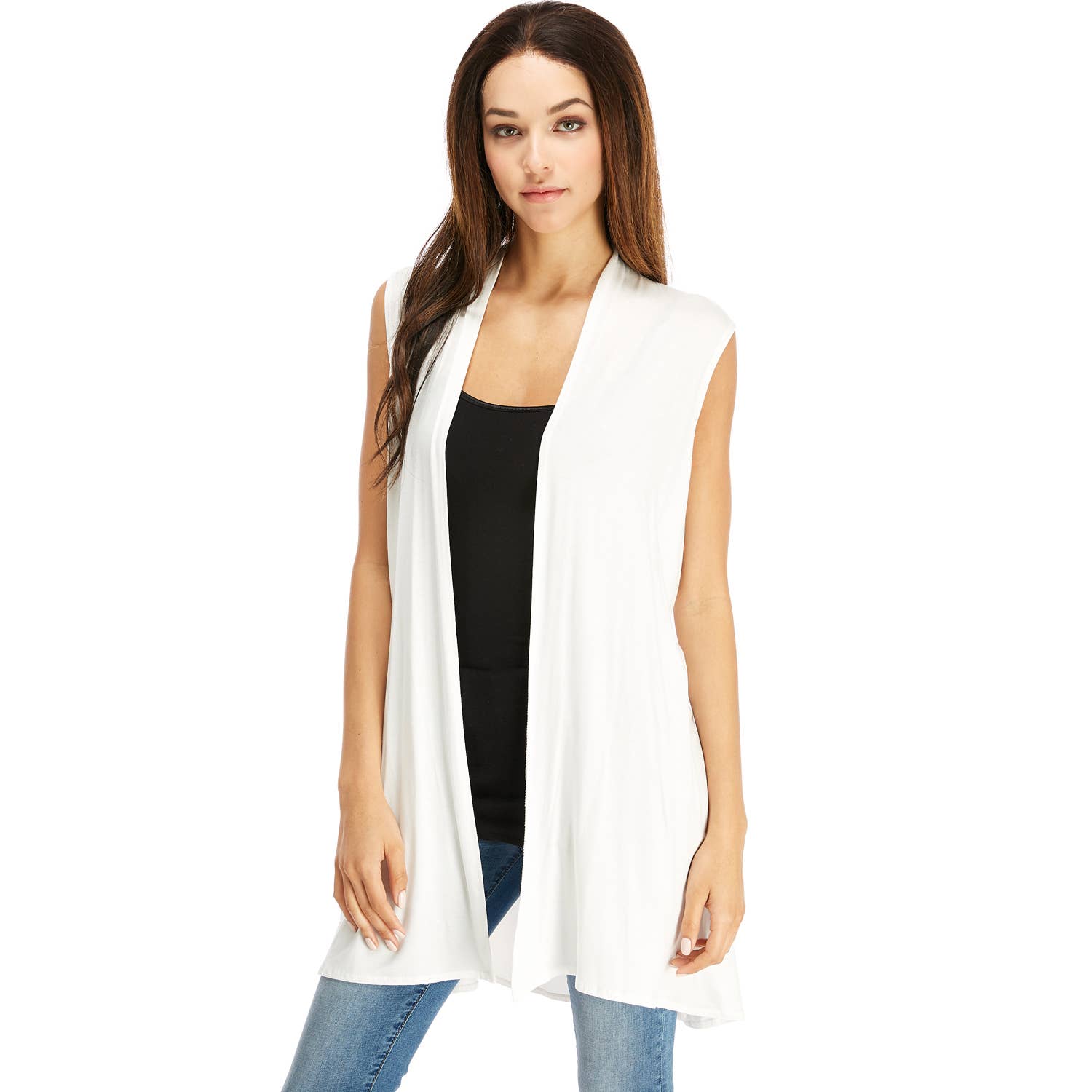 AJK-3010RS Womens Long Sleeveless Vests with Side Pockets | Made in USA | Azules Wholesale