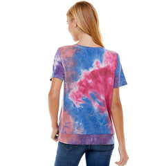 ATP-2328FT-Women's French Terry Tie Dye Top with Band | Made in USA | Azules Wholesale