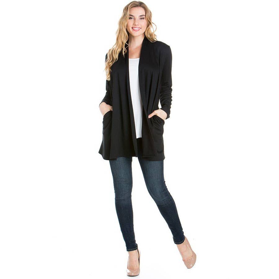 AJK-3009PT Long Sleeve Winter Cardigan With Pockets | Made in USA | Azules Wholesale