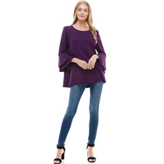 ATP-2314RS Rayon/Spandex Tunic With Double Layer Bell Sleeve | Made in USA | Azules Wholesale