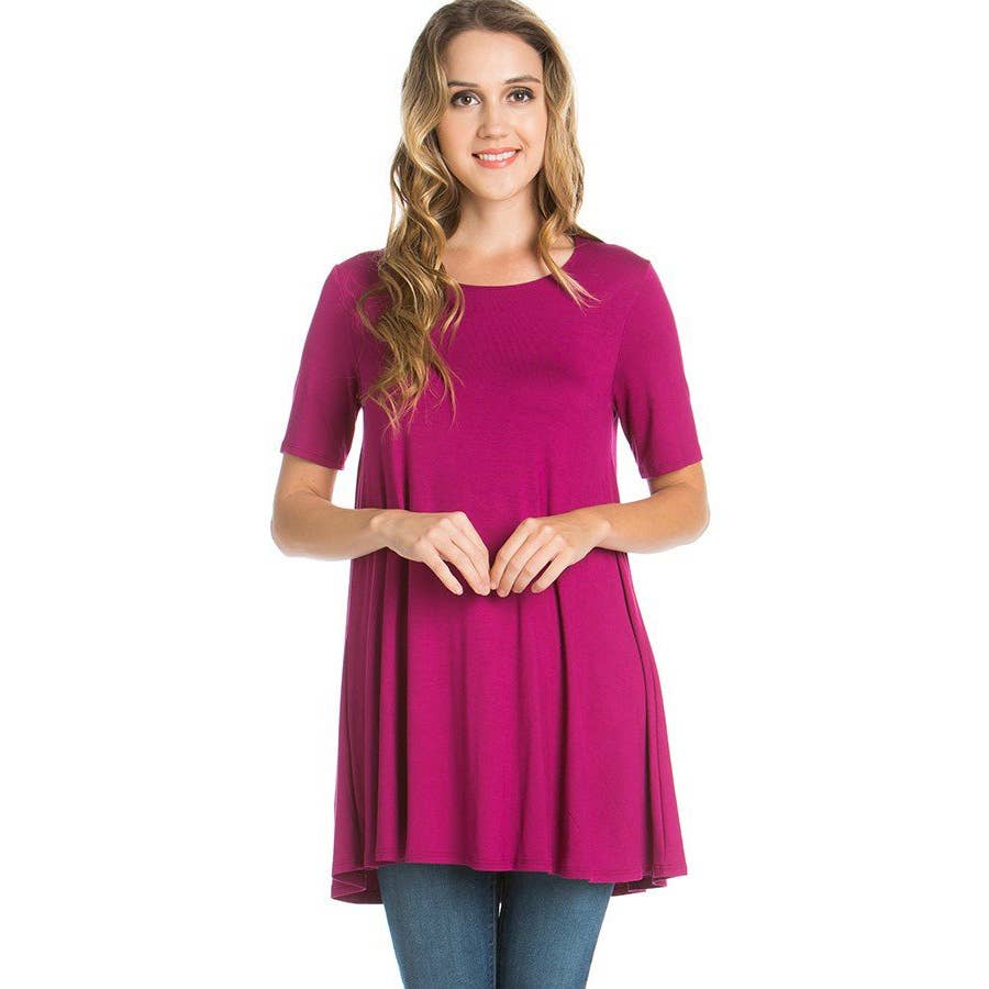 ATP-2268RS Short Sleeve A-Line Tunic | Made in USA | Azules Wholesale