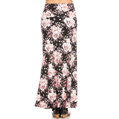 ASK-9001PS High Waisted Floral Print Maxi Skirt | Made in USA | Azules Wholesale