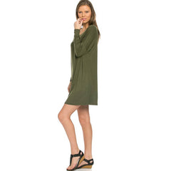 ADS-8225RS Long Sleeve Above The Knee Loose Fit Tunic Dress | Made in USA | Azules Wholesale