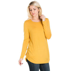 ATP-2304RS Long Sleeve Ruched Side Tunic | Made in USA | Azules Wholesale