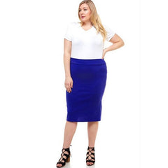 ASK-9014PTX Plus Size High Waisted Pencil Skirt | Made in USA | Azules Wholesale