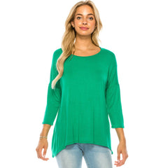 ATP-2211RS 3/4 SLEEVE HIGH-LOW TUNIC TOP | Made in USA | Azules Wholesale