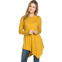 ATP-2262RS Asymmetric Crew Neck Long Sleeve Tunic | Made in USA | Azules Wholesale