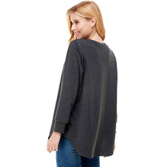 ATP-2321FT-Women's Oversized Long Sleeve Crew Neck Tunic | Made in USA | Azules Wholesale