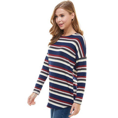ATP-2313HC-Women's Striped Long Sleeve Tunic | Made in USA | Azules Wholesale