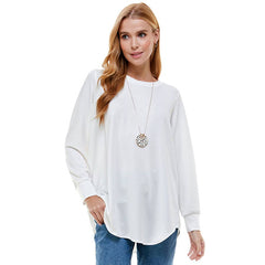 ATP-2321FT-Women's Oversized Long Sleeve Crew Neck Tunic | Made in USA | Azules Wholesale