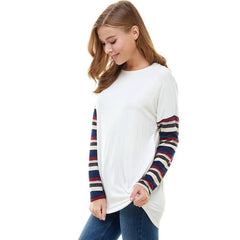 ATP-2313RS-Contrast Stripe Long Sleeve Tunic | Made in USA | Azules Wholesale