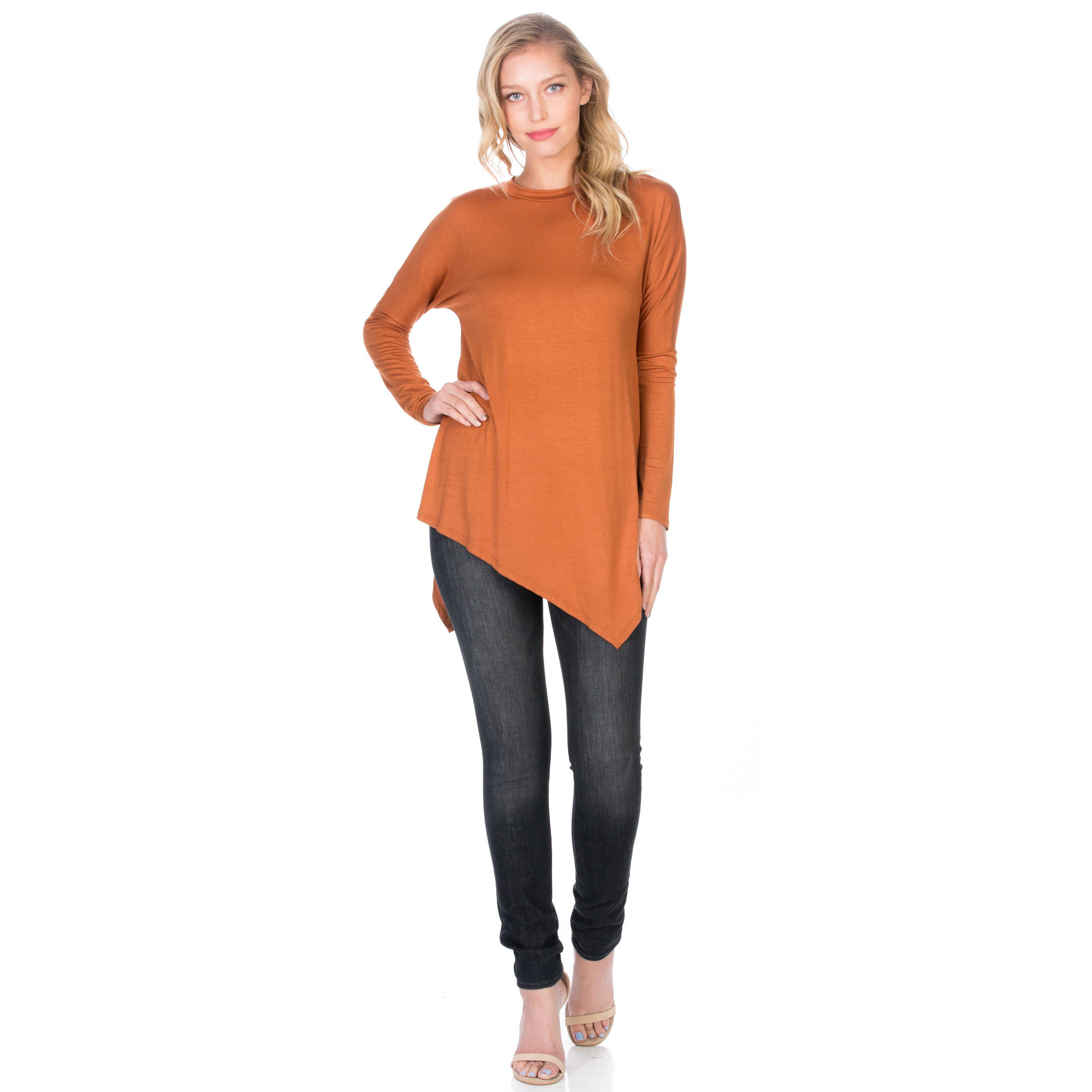 ATP-2262RS Asymmetric Crew Neck Long Sleeve Tunic | Made in USA | Azules Wholesale